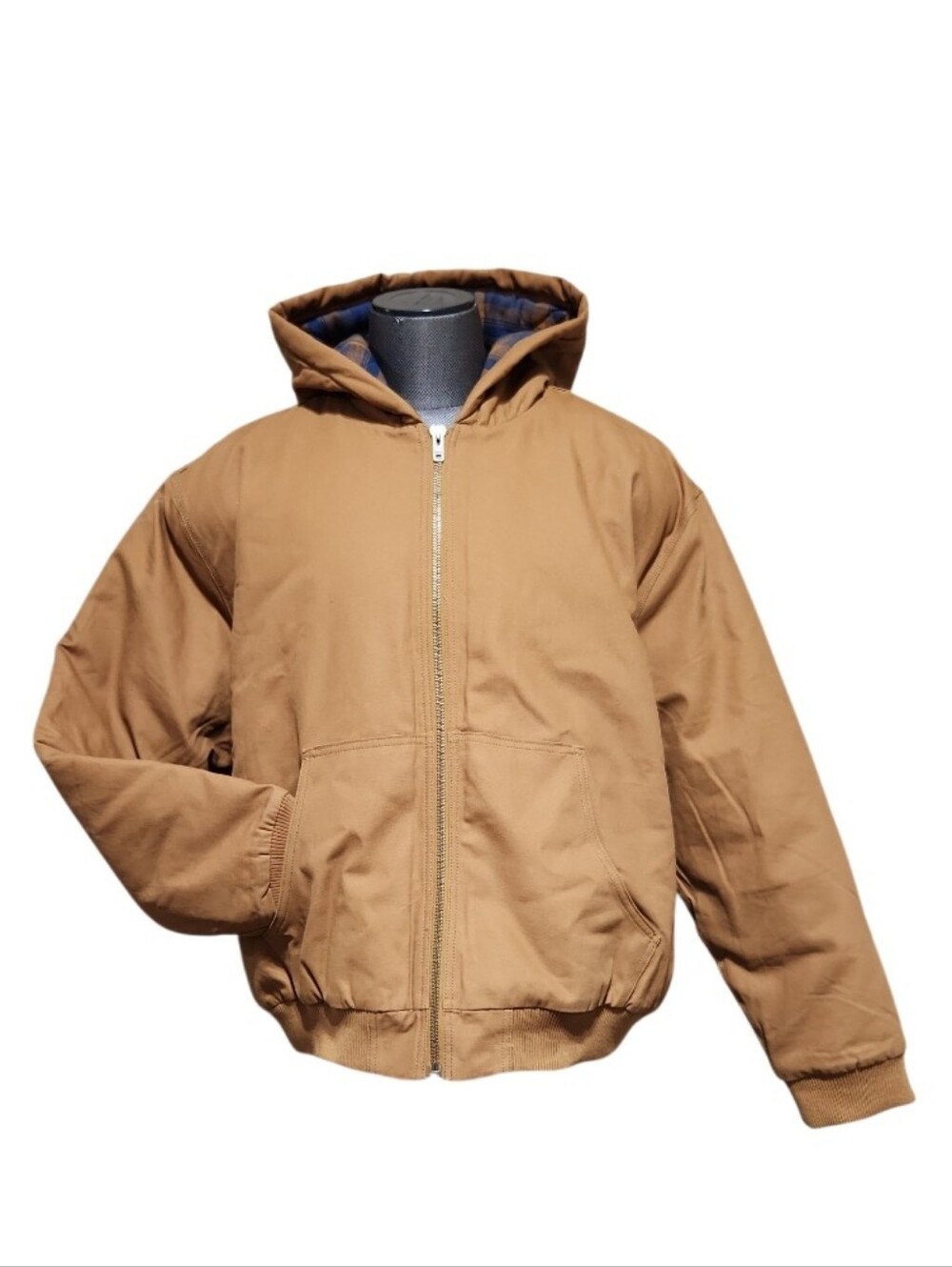 Woolrich Men's Canvas Cotton Flannel Lined Full Zip Hooded Jacket Brown XXL